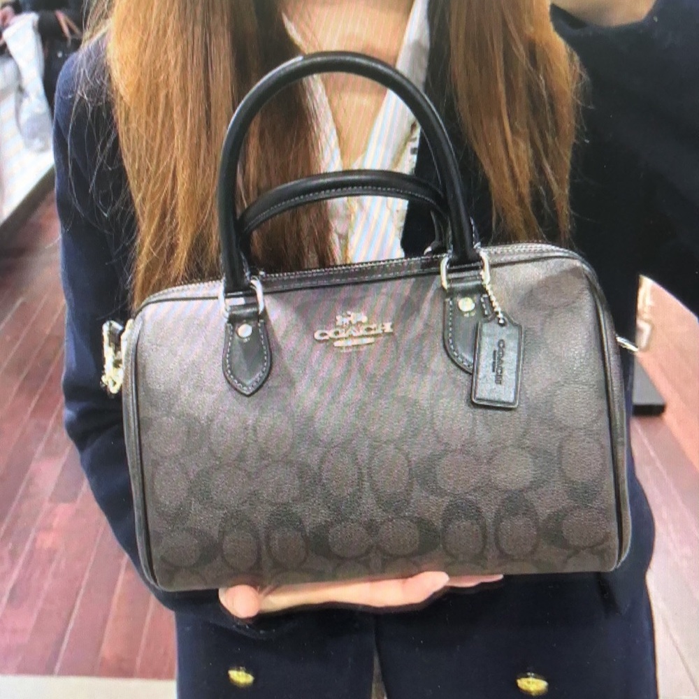 Coach Rowan Large Satchel Bag In Signature Canvas walnut black - Picture 1 of 7